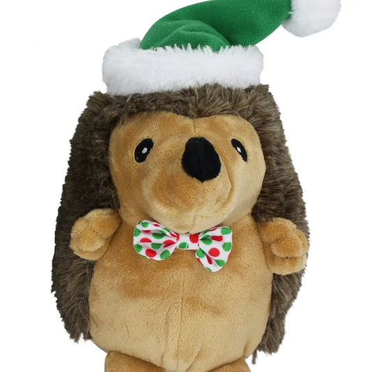 Multipet Hedgehog W/Bowtie & Green Santa Hat - 8"