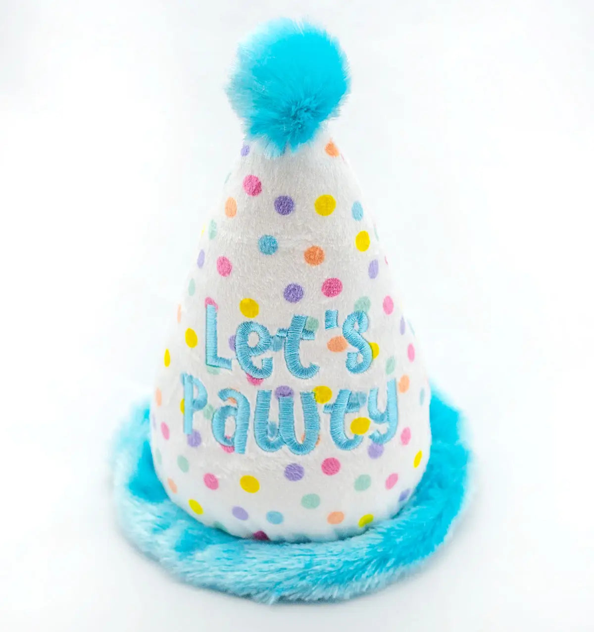 Thoozypet Birthday Hat Blue Plush Dog Toy 7"
