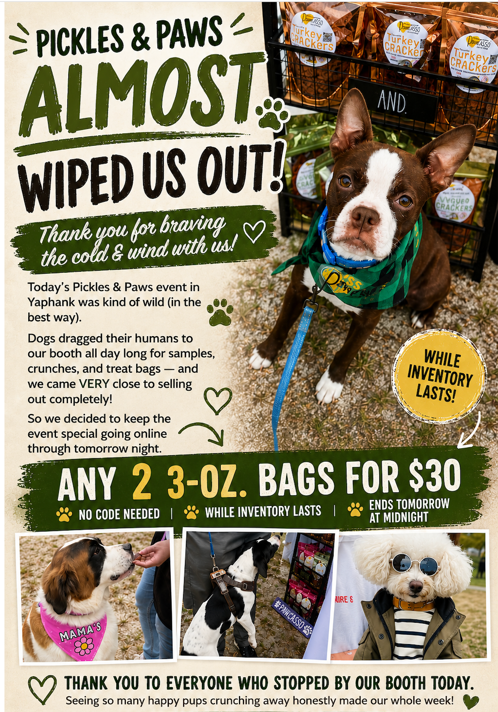 Pickles and Paws 2 for $30