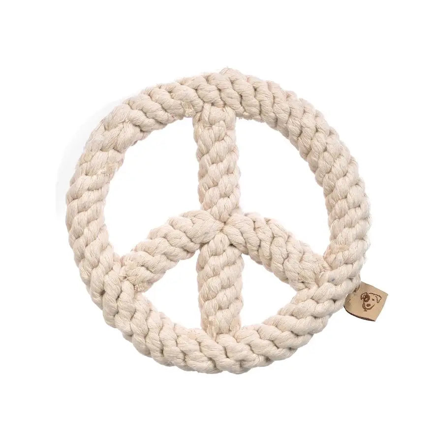 Jax & Bones Peace Sign Rope Dog Toy White 7"