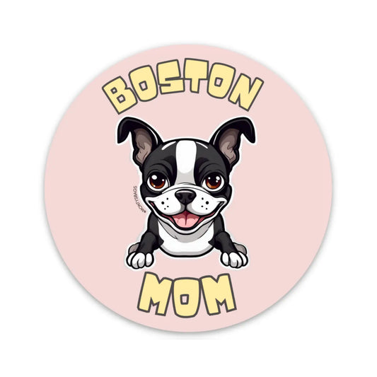 Boston Terrier Dog Mom Vinyl Sticker